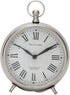 Deco 79 Stainless Steel Metal Decorative Clock Mantel Clock with Ring Top, Tabletop Clock 6" x 3" x 7", Silver...