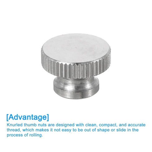 uxcell Knurled Thumb Nuts, 4Pcs M4 x D12mm x H8mm Stainless Steel Round Knobs Fasteners Blind Hole Hand Screw Nut Silver for 3D Printer Parts, Mac...