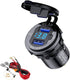 3.0 USB Quick Charger Socket, 12V/24V Dual USB Charger Socket with Switch On/Off and Waterproof LED Digital Voltemeter for Marine, Boat, Motorcycl...