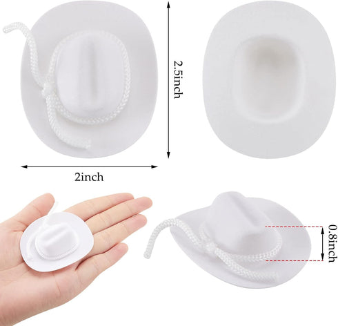24 Pcs Mini Cowgirl Hat Cowboy Miniature Hat Western Wedding Doll Hats for Birthday Decorations Favors, 2 Inch (White)...