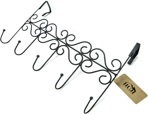 Huji Sturdy Over The Door 5 Hooks Clothes Hanger for Coats Hats Belts Organization Storage for Office or Home (1 Pack, Over The Door Hanger)...
