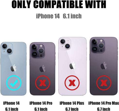 Nvollnoe for iPhone 14 Case with Card Holder Heavy Duty Protective Dual Layer Shockproof Hidden Card Slot Slim Wallet Case for iPhone 14 for Women...