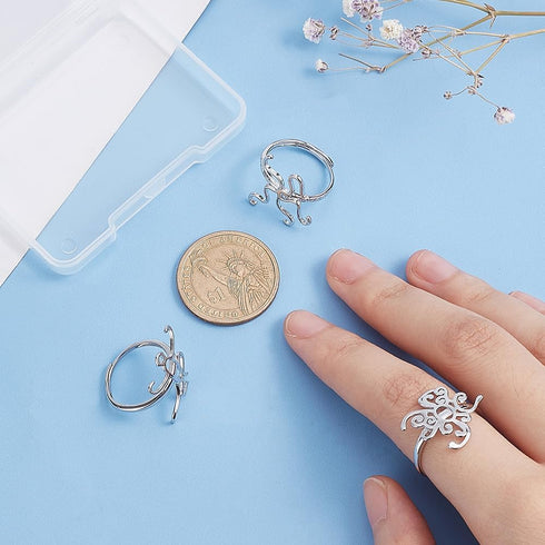 PH PandaHall 6PCS Claw Ring Blank, 3 Style Adjustable Ring Blank Ring Base Setting Twist Wrap Finger Rings for Irregular Gemstone Setting Handmade...
