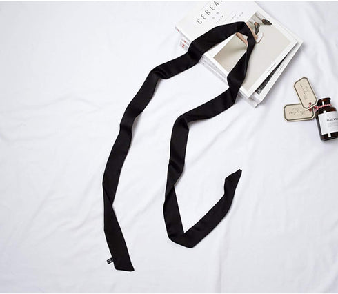 Ribbon Scarf for Women Long Skinny Satin Belt Sash Necktie Neck Scarf ZWJ01, Black, Free Size...