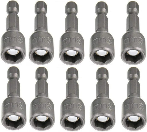 Hex Magnetic Power 8mm 5/16 Socket Adapter Drill Bit Nut Driver Set 1/4 inch Hex for Power Tools, 10-Piece...