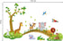 decalmile Jungle Animals Tree Wall Stickers Lion Giraffe Elephant Walking on Bridge Wall Decals Kids Room Baby Room Nursery Bedroom Wall Decor(Fin...