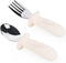 Lulyboo Silverware Utensils, Easy- Grip Handles, Self Feeding Baby & Toddler Stainless Steel Spoon & Fork Set, Ivory...