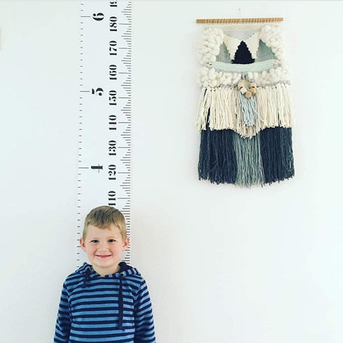 Kids Growth Chart, Wood Frame Fabric Canvas Height Measurement Ruler from Baby to Adult for Child's Room Decoration 7.9 x 79in (7.9 x 79in, White ...