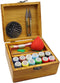 Flytreal Sewing Kit Small Box Basket, Wooden Hand Home Sewing Repair Tool Kit, Beginner Universal Sew Kit Accessories for Women, Men, Adults, Girl...