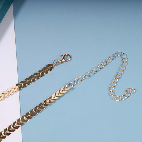 Boho Fishbone Necklace Choker Chain Gold Chevron Choker Necklace Minimalist Fish Bone Clavicle Necklace Arrow Chain Short Necklace Jewelry for Wom...
