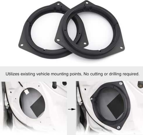 6.5" Aftermarket Plastic Black Speaker Adapter. Fitted for Toyota Avalon, Corolla, Highlander, Prius, RAV, Solara, Tacoma, Venza, Yaris, Crown, Re...