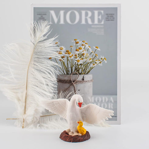 4.5 Inch Mother Swan Figurine with Baby Goose Toy White Swan Toy Animal Figure for Toddlers Preschool Animals Figures Eduactional Project Diorama ...