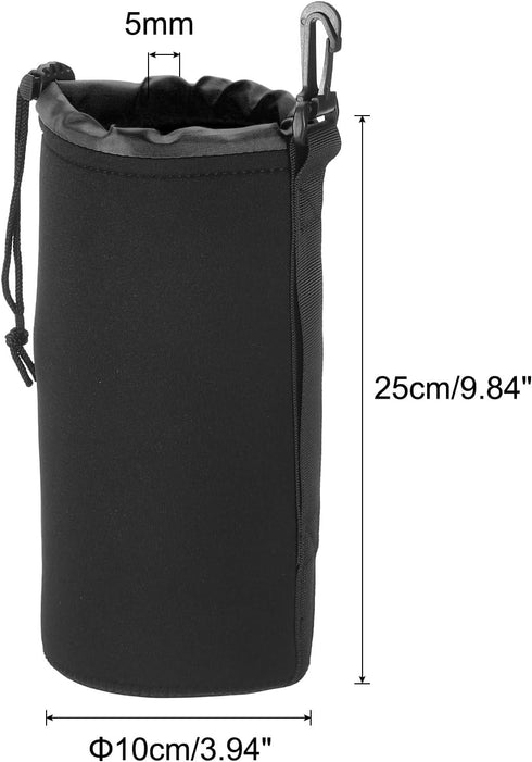 PATIKIL Camera Lens Bag, 2 Pcs 3.5" IDx9.8 H Drawstring Lens Pouch with Thick Protective Neoprene, Lens Case for DSLR Camera Lens, Water Coffee Cu...