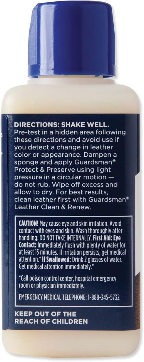 Guardsman Protect & Preserve Leather Protector for Leather Furniture & Car Interiors | Small Leather Goods and Leather Shoe Cleaner, 8.4 Fluid Oun...