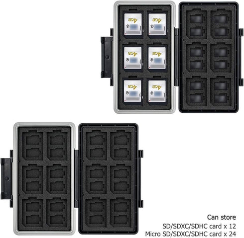 36 Slots Memory Card Case Water-Resistant Anti-Shock Memory Card Wallet for 24 Micro SD SDXC SDHC TF Cards and 12 SD SDXC SDHC Cards...