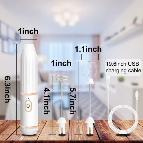 Milk Frother for Coffee Handheld Electric Rechargeable, Double Whisks 2 in 1 Hand Drink Mixer Milk Foamer for Cappuccino Latte Hot Chocolate,Small...