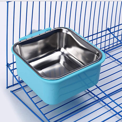 Love Dream Crate Dog Cat Bowls, Removable Stainless Steel Hanging Pet Cage Bowls Kennel, Food Water Feeder Bowls with Bolt Holder for Puppy Cat Ra...