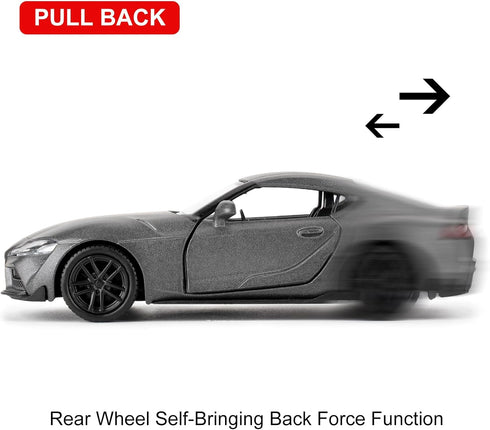 1/36 Toyota Supra Alloy Model Car with Pull Back Function Toy Car for Collecting and Decorating Model Toys, Car Gifts for Boys and Girls (Grey)...