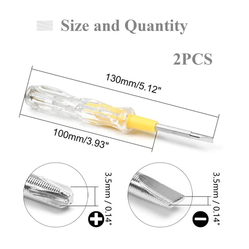 Fielect 2Pcs Voltage Tester Screwdriver, Contact Voltage Tester Pen Light Circuit Tester Voltage Detecter Pen Electric Test Pen Screwdriver 3.5mm ...