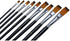9pcs Flat Pointed Tip Nylon Hair Acrylic Watercolor Brush Artists Paint Brush Set Black...