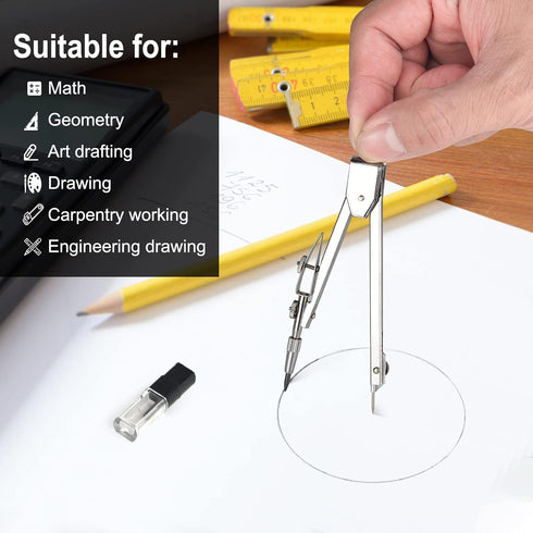 6 Pack Student Metal Compass Set for Geometry with Extra Lead Refills, Math Compass, Compass Drawing Tool, Drafting Compass for Students, Compass ...
