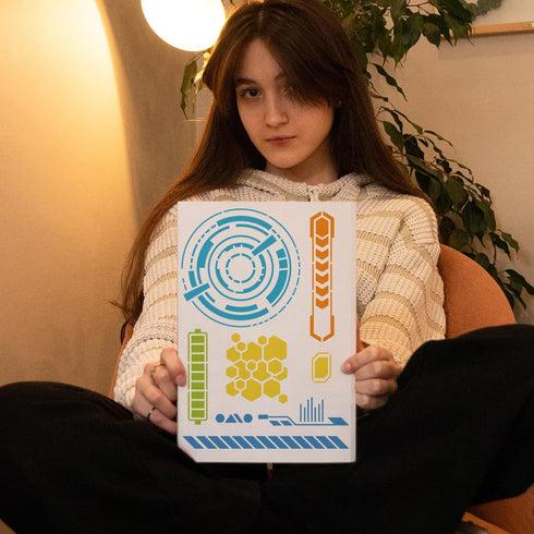 FINGERINSPIRE Science and Technology Stencil for Painting 11.8x11.8 inch Reusable Circuit Board Drawing Template DIY Craft Bullet Tracker Decorati...