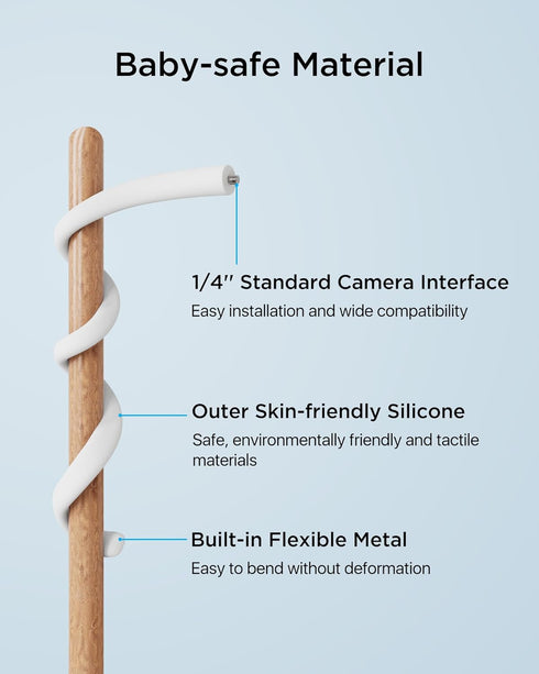 Baby Monitor Mount Smart Baby Monitor, 17 Inch Flexible Versatile Twist Baby Camera Mount for Cameras with 1/4 Threaded Holes, No Tools or Wall Da...