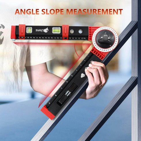 Lionz Miter Saw Protractor, 14' Multifunction Angle Finder,Measuring Level, Picture Hanging Tool with Precision Laser Scales Compass, Gift For Fat...