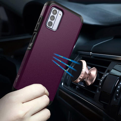 TJS Compatible for Nokia G100 Case (N150DL)/Nokia C300 Case (N155DL), with Tempered Glass Screen Protector Dual Layer Hybrid Magnetic Support Shoc...