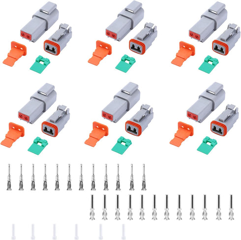54 PCS Deutsch DT Grey 2 Pin Connectors 6 Sets, Waterproof Electrical Wire Connector with Stamped Contacts And Seal Plug for 2 Pin (6 Set)...