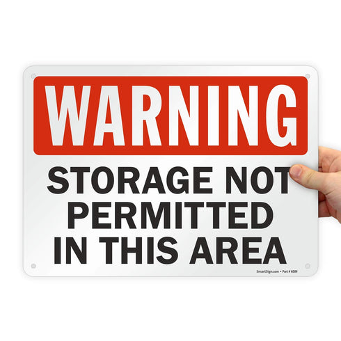 SmartSign "Warning - Storage Not Permitted In This Area" Sign | 10" x 14" Plastic...