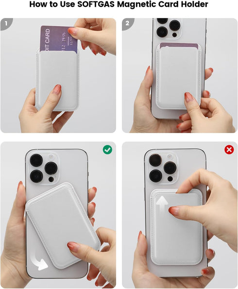 Magnetic Wallet for Apple MagSafe, Card Holder for iPhone 15/14/13/12 Pro Max/Pro/Plus, Unisex, White, Faux Leather......