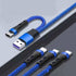 48" Nylon Braided Multi Fast Charge Cable with USB and USB C Input and 3 in 1 Charging Options Type C/Lightning/Micro USB for Most Phones, Cameras...