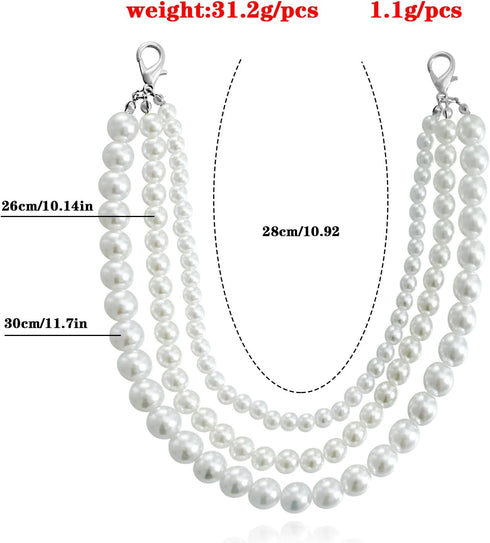 Faux Pearl Tassel Boot Anklet for Women Teenage Girls, Layered Shoe Chains Anklet Three White Beaded Anklets Prom Party Costume Accessories Jewelr...