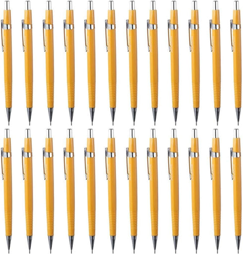 24 Pcs Mechanical Pencil, Yellow Metal Retractable Automatic Drafting Pencils, for Writing...