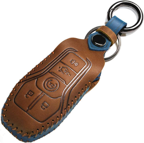 Leather Cover Key Fob Case Compatible with Ford Keyless Remote Control (B-Brown) …...