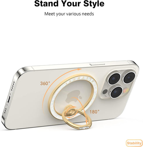 Allengel Compatible with MagSafe Phone Grip Stand, Magnetic Phone Ring Holder with Finger Ring Kickstand for iPhone 15/14/13/12 Pro/Pro Max/Plus M...