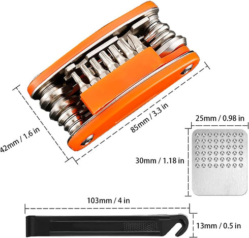 Bike Multi Tool Kit Carbon Steel 20 in 1 Repair Tool Portable Collapsible Mountain Bike Repair Tool Kit Bicycle Essentials with Bicycle Puncture R...