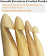 Mdoker Huge Crochet Hook Set Size 12mm(O)/15mm(P/Q)/20mm(S)/25mm(U) Large Wooden Crochet Hooks Needles for Giant Chunky Yarn Carpet Scarf Bulky Wo...
