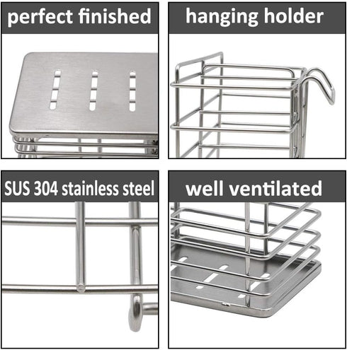 Utensil Drying Rack/Chopsticks/Spoon/Fork/Knife Drainer Basket Flatware Storage Drainer,2 Divided Compartments, Sturdy 304 Stainless Steel, Rust P...