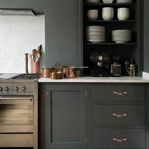 yusheng 4 Pack 200mm Lengthened Soft Genuine Leather Drawer Pulls Handle,Wardrobe Cabinets Kitchen Closet Knobs Door Pulls Handles knobs with Scre...