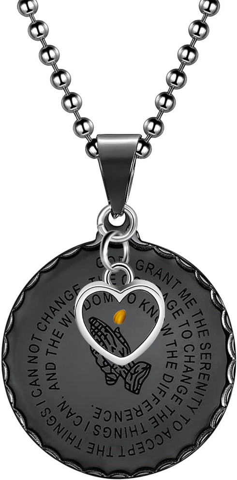 Uloveido Bible Verse Medal Necklace Prayer Necklace with Mustard Seed Gold Stainless Steel Praying Hands Coin Medal Pendant...