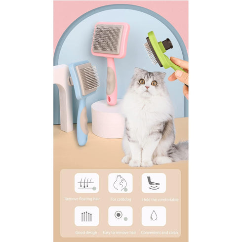 IOO Grooming Brush For Cat And Dog, Self Cleaning Slicker Brushes For Pet? Pet Grooming Brush Can Gently Removes Loose Undercoat, Mats Tangled Hai...