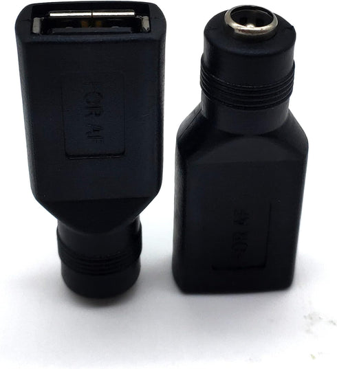 USB A to DC Power Adapter, 2Pcs - Female 5.5x2.1mm Connectors for Laptop Charging...