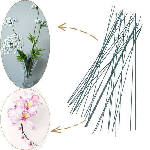 200 Pcs Floral Stem Wire,22 Gauge 16 Inch Floral Stems for Flower Arrangements DIY,Bouquent Stem Wrapping and Crafts,Dark Green...