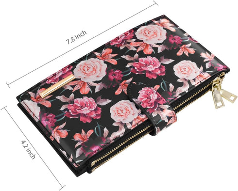Womens RFID Blocking Large Capacity Wallet Multi Card Organizer Bifold Wallet for Women with Zipper Pocket...