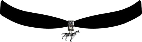 Victorian Vault Black Velvet Wolf Choker Steampunk Gothic Pendant Necklace...