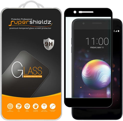 Supershieldz (2 Pack) Designed for LG K30 Tempered Glass Screen Protector, (Full Screen Coverage) Anti Scratch, Bubble Free (Black)...