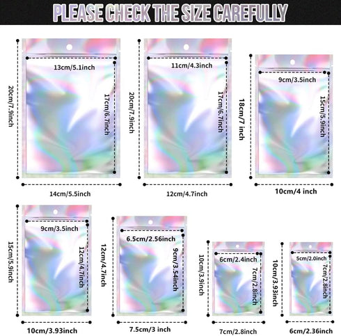 100 Pack Resealable Mylar Bags Smell Proof Pouch Aluminum Foil Packaging Plastic Ziplock Bag,Small Mylar Storage Bags For Candy,Jewelry,Screw,Holo...