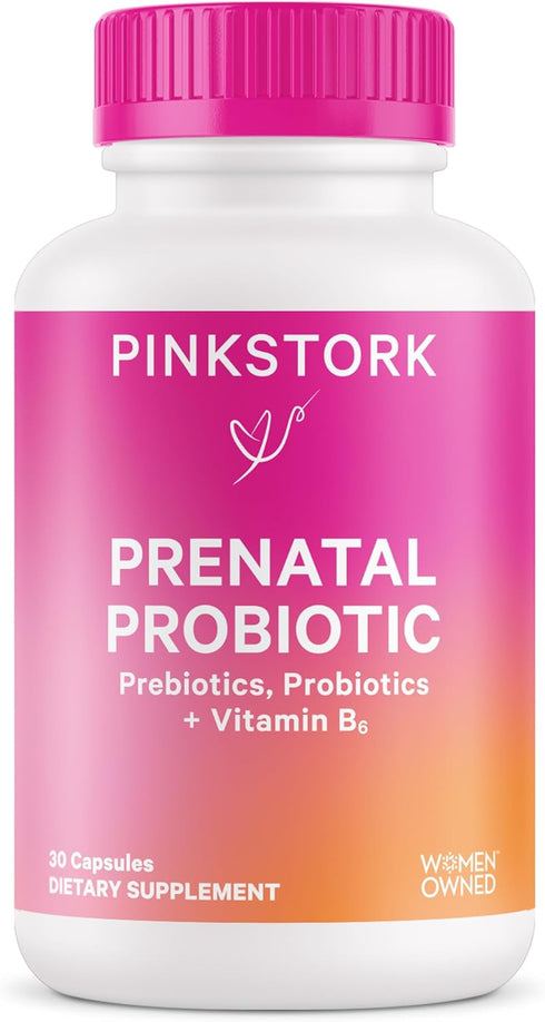 Pink Stork Prenatal Probiotics for Women - Morning Sickness, Gut Microbiome, and Immune Support - Pregnancy Probiotic with Prebiotics and Vitamin ...